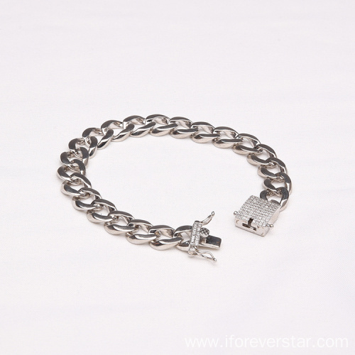 sterling silver 10mm width curb cuban link bracelets